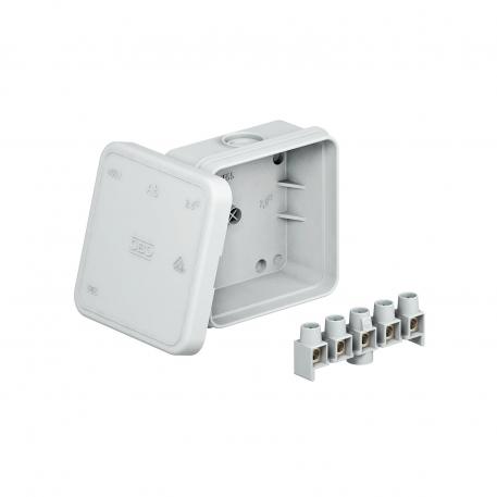 Junction box A 8 with terminal strip 65x65x32 | 7 | IP55 | 7 entries for cable diameter 5‒14 mm | Light grey; RAL 7035