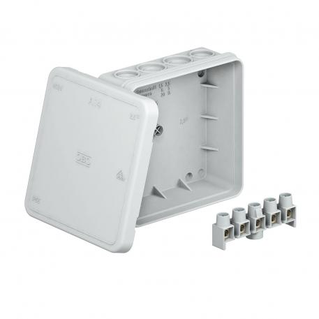 Junction box A 14 with terminal strip 90x90x35 | 14 | IP55 | 8 entries for cable diameter 5‒14 mm 8 entries for cable diameter 5‒11 mm | Light grey; RAL 7035