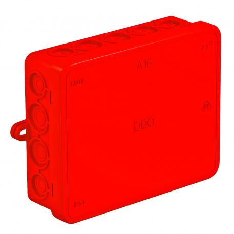 Junction box A 18 115x90x35 | 18 | IP55 | 10 entries for cable diameter 5–14 mm 8 entries for cable diameter 5–11 mm | Red