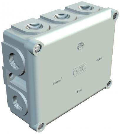Junction box, B 11 M, with thread 125x100x44 | 10 | IP54 | 10 break-out entries with thread M20 x 1.5 | Light grey; RAL 7035