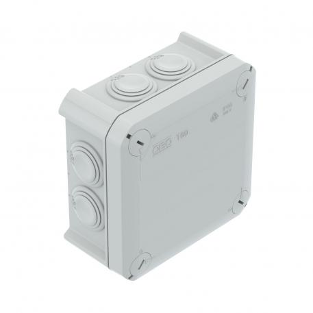 Junction box T 60, plug-in seal, flame-resistant 100x100x48 | 7 | IP66 | 7 x M25 | Light grey; RAL 7035