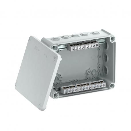 Junction box T 250, plug-in seal, terminal strip 225x173x86 | 16 | IP66 | 9 x M25 7 x M32 | Light grey; RAL 7035