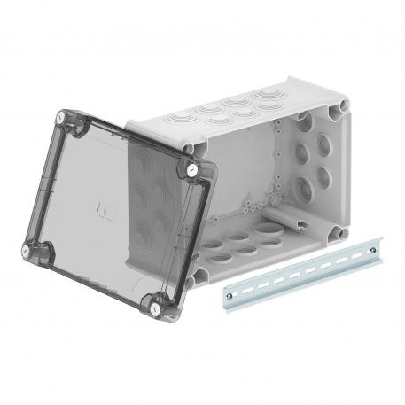 Junction box T350, with plug-in seal, transparent elevated cover 267x182x127 | 24 | IP66 | 16xM32 8xM40 | Light grey; RAL 7035