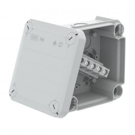 Junction box T60, with knock-out entries, with terminal strip 100x100x48 | 7 | IP67 | 7 x Ø20 | Light grey; RAL 7035