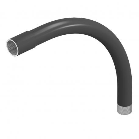 Black powder-coated steel bend, with thread M20x1,5