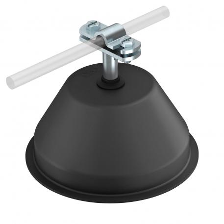 Roof conductor holder for flat roofs, with raised cable bracket
