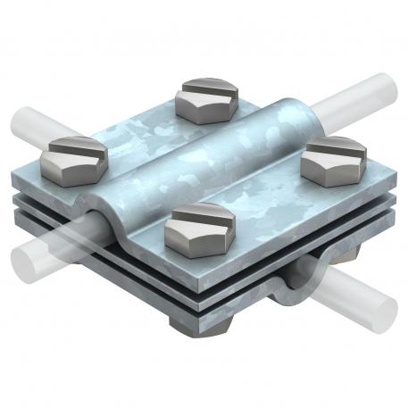 Cross-connector with intermediate plate for Rd 8−10 mm FT Rd 8-10 | Hot-dip galvanised