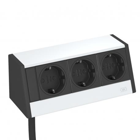 Deskbox DB, without fastening material, 3 sockets  Housing, silver anodised
