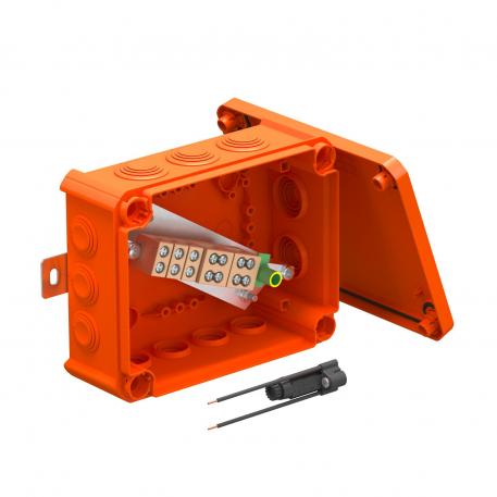 FireBox T160 with plug-in seals, 1 fuse holder 176x135x67 | 12 | IP66 | 7x M25 5x M32 | Pastel orange; RAL 2003