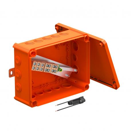 FireBox T250 with plug-in seals, 1 fuse holder 225x173x86 |  | IP66 | 9 x M25 7 x M32 | Pastel orange; RAL 2003