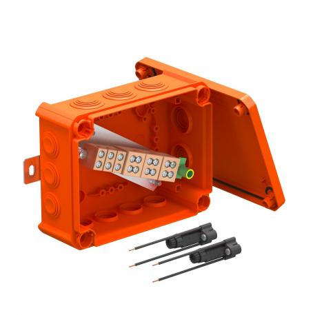 FireBox T160 with plug-in seals, 2 fuse holders 176x135x67 | 12 | IP66 | 7x M25 5x M32 | Pastel orange; RAL 2003
