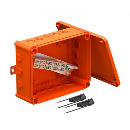 FireBox T250 with plug-in seals, 2 fuse holders 225x173x86 |  | IP66 | 9 x M25 7 x M32 | Pastel orange; RAL 2003