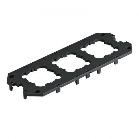 Cover plate for universal support UT4, with installation openings for 3 EK devices